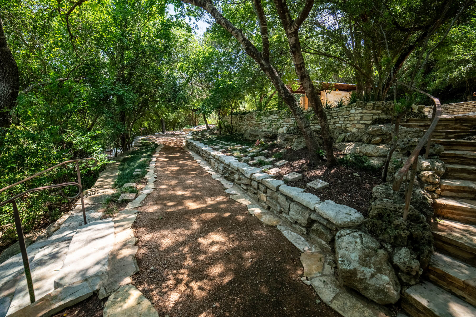 Memorial garden paths and landscaping at Remembrance Gardens