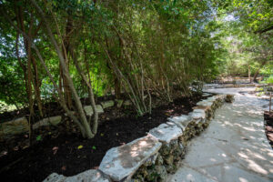 Stone pathway through Remembrance Gardens in Austin, Texas
