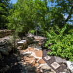 Stone pathway through Remembrance Gardens in Austin, Texas