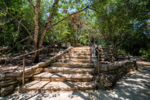 Stone pathway through Remembrance Gardens in Austin, Texas