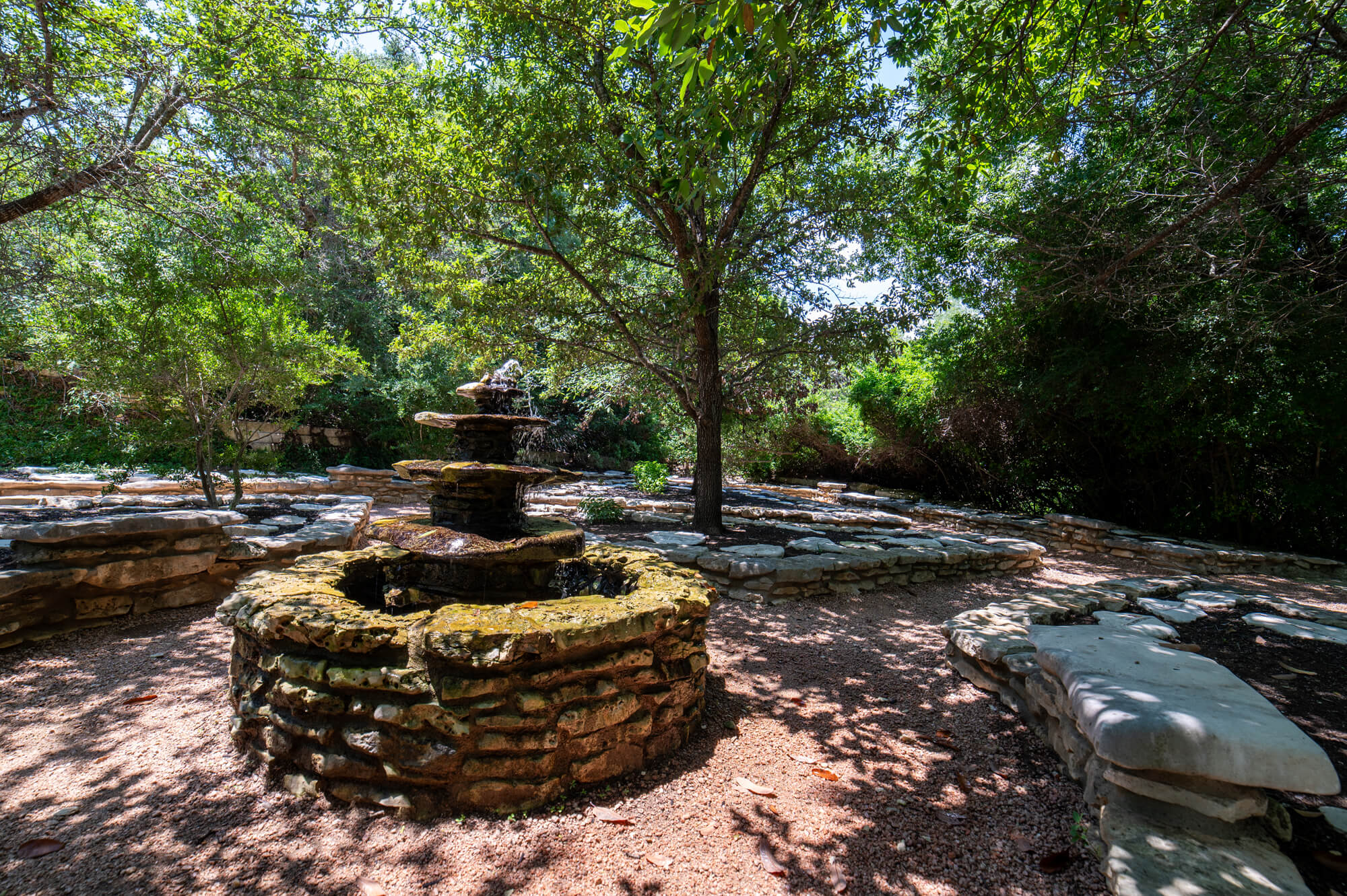 Peaceful Hill Country memorial garden in Austin, Texas