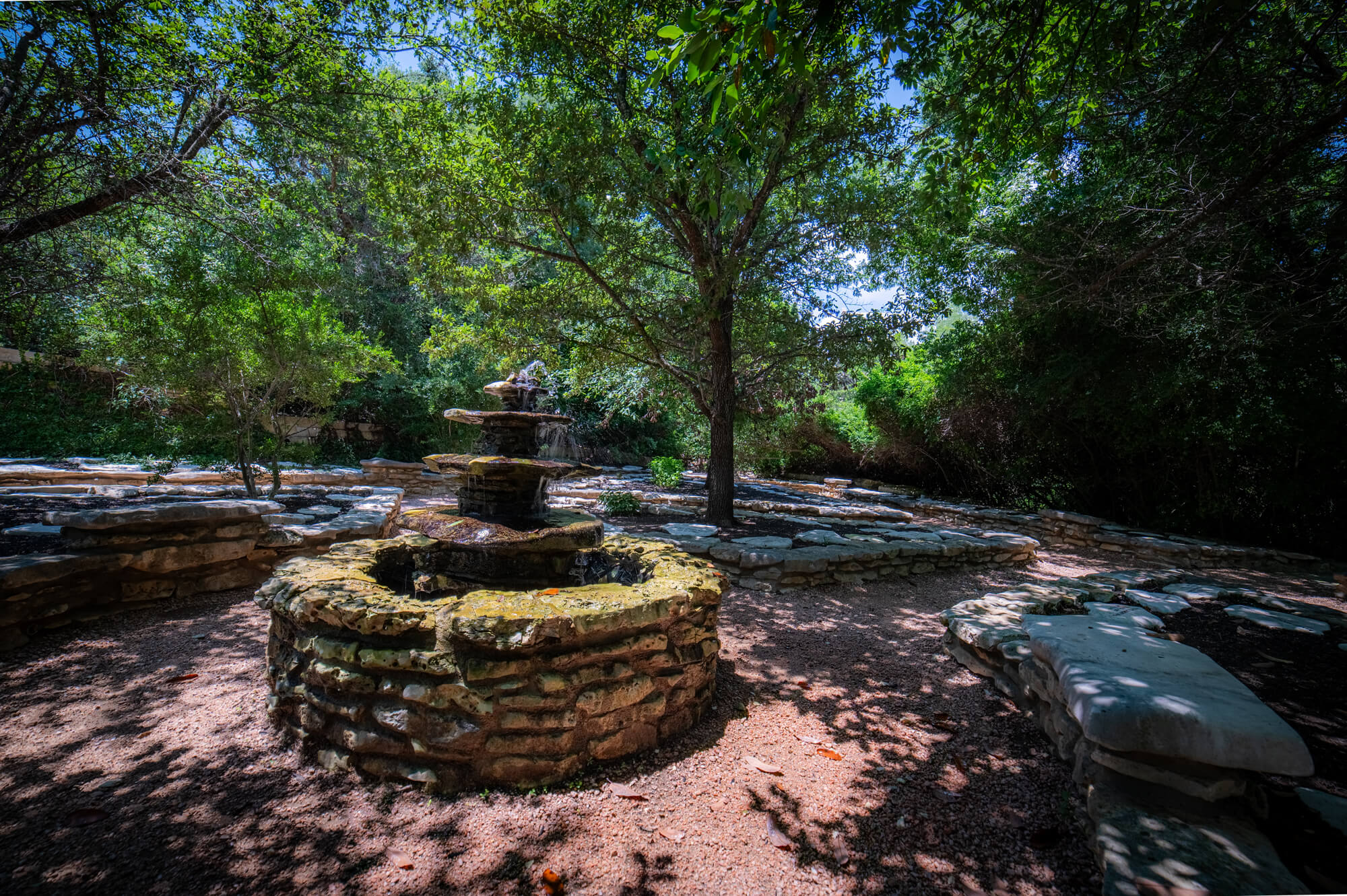 Peaceful Hill Country memorial garden in Austin, Texas