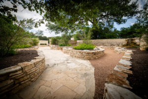 Memorial garden paths and landscaping at Remembrance Gardens