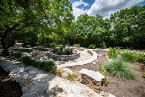 Trees and garden paths at Remembrance Gardens in Austin, Texas