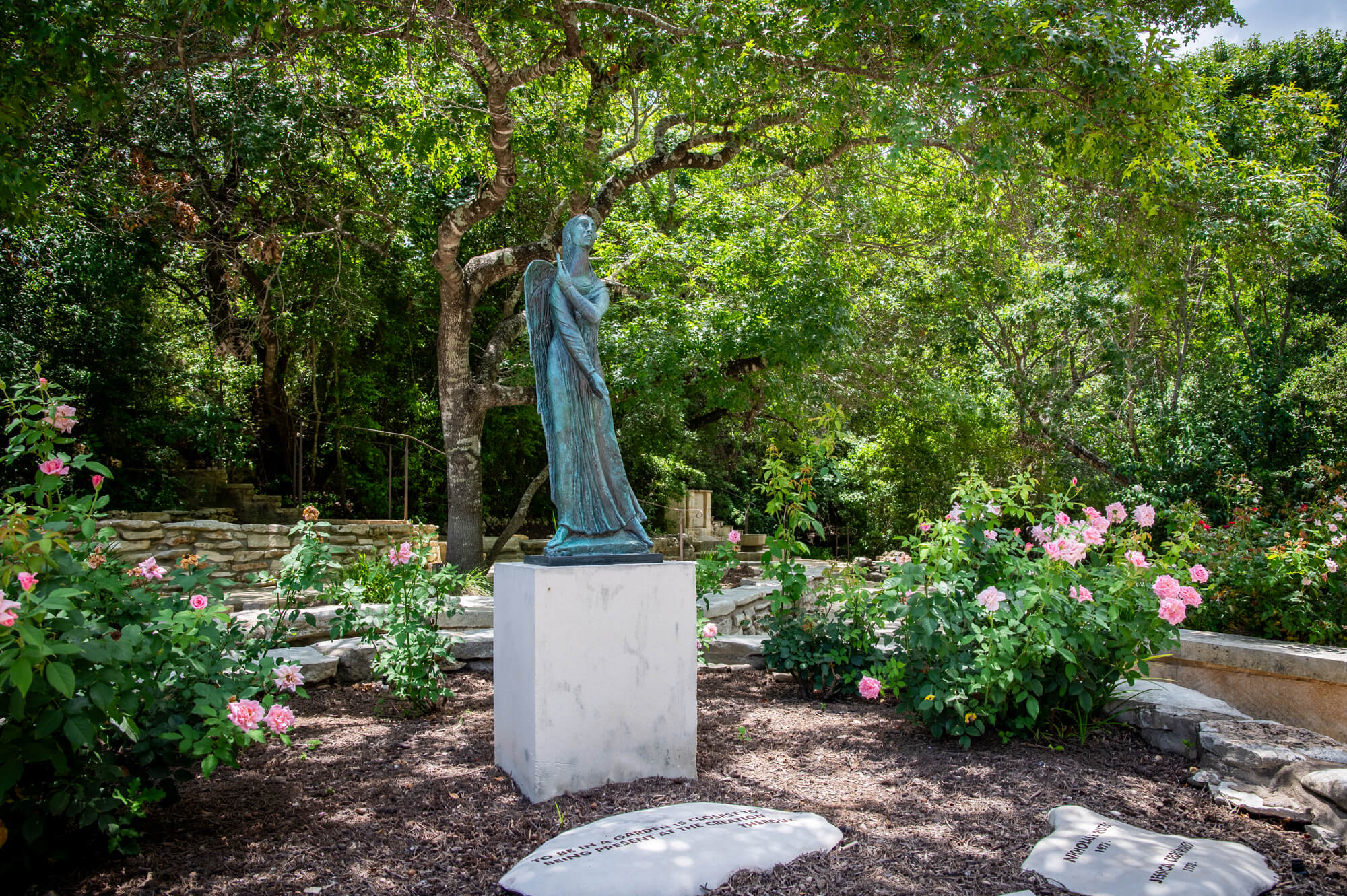 Peaceful memorial setting at Remembrance Gardens in Austin, Texas