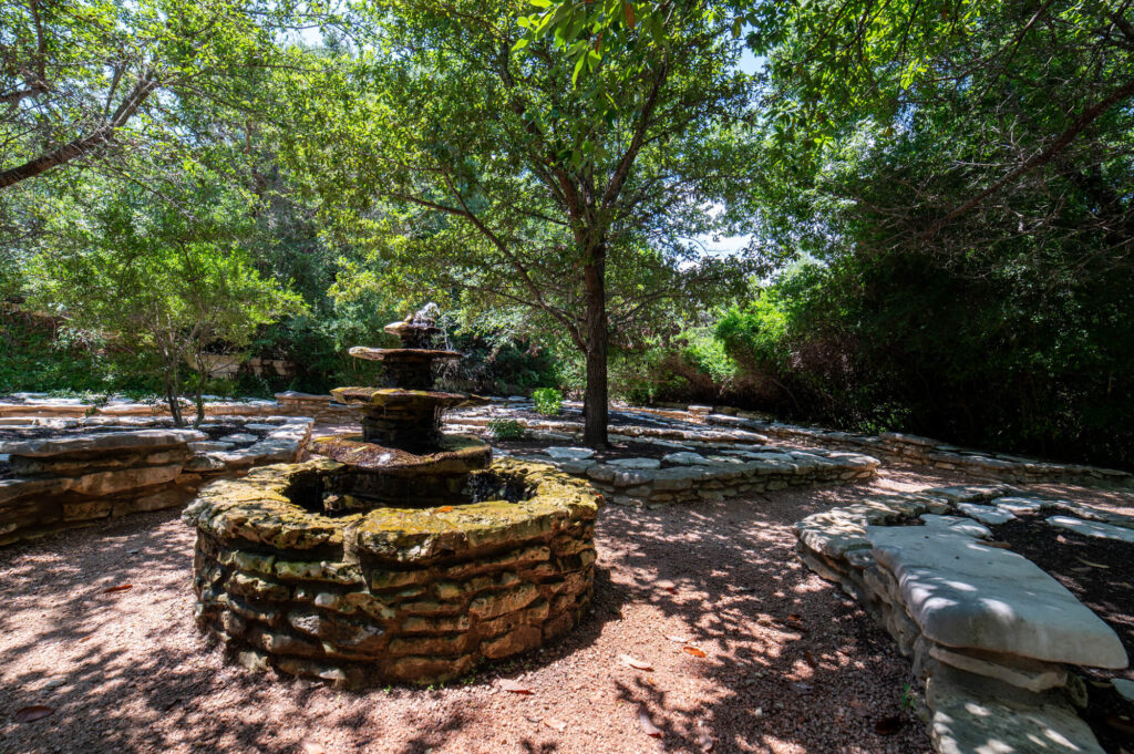 Terrace Gardens pathway and memorial spaces at Remembrance Gardens in Austin, Texas
